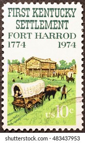 Milan, Italy - September 11, 2016: First Kentucky settlement on american postage stamp