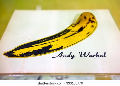 MILAN, ITALY - SEPTEMBER, 13: The famous banana designed by Andy Warhol for the cover of the Velvet Underground during the Arts & Foods exibition curated by Germano Celant on September 13, 2015