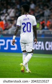 Milan, Italy - September 15 2021 - Vinicius Junior In Action During Inter- Real Madrid Champions League