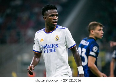 Milan, Italy - September 15 2021 - Vinicius Junior In Action During Inter- Real Madrid Champions League