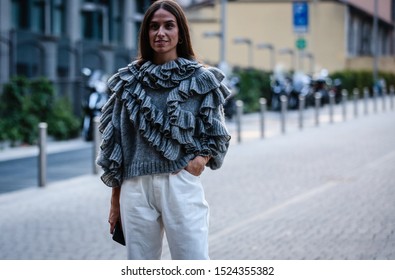 MILAN, Italy- September 18 2019: Erika Boldrin on the street during the Milan Fashion Week.