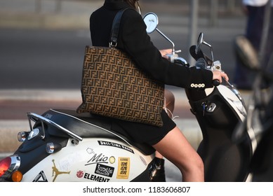 Milan, Italy - September 19, 2018: Street style outfits before ALBERTA FERRETTI fashion show during Milan Fashion Week - MFWSS19