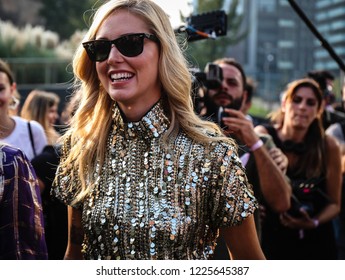 MILAN, Italy- September 19 2018: Chiara Ferragni On The Street During The Milan Fashion Week.