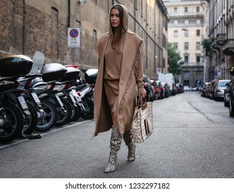 MILAN, Italy- September 20 2018: Sophia Roe On The Street During The Milan Fashion Week.