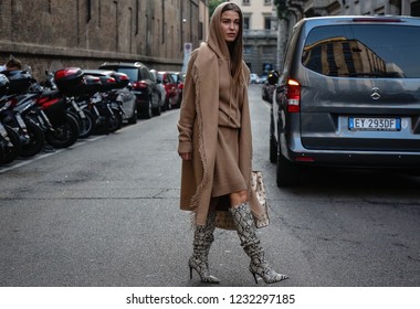 MILAN, Italy- September 20 2018: Sophia Roe On The Street During The Milan Fashion Week.