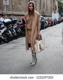 MILAN, Italy- September 20 2018: Sophia Roe On The Street During The Milan Fashion Week.