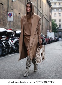 MILAN, Italy- September 20 2018: Sophia Roe On The Street During The Milan Fashion Week.