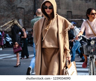 MILAN, Italy- September 20 2018: Sophia Roe On The Street During The Milan Fashion Week.