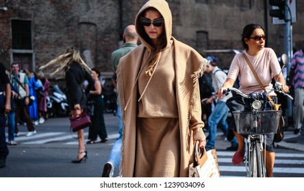 MILAN, Italy- September 20 2018: Sophia Roe On The Street During The Milan Fashion Week.