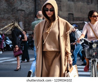 MILAN, Italy- September 20 2018: Sophia Roe On The Street During The Milan Fashion Week.