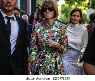 MILAN, Italy- September 20 2018: Anna Wintour On The Street During The Milan Fashion Week.