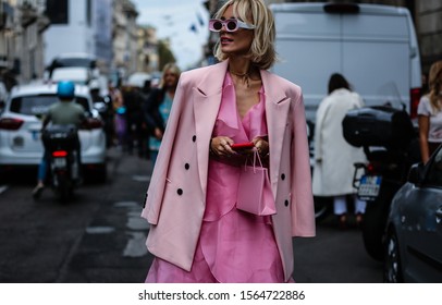 MILAN, Italy- September 20 2019: Viktoria Rader on the street in Milan.