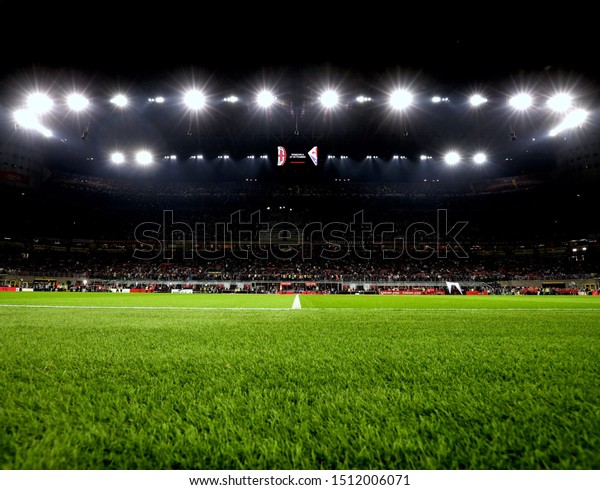 MILAN, ITALY - September 21, 2019: \
\
A general view\
inside the stadium prior to the Serie A 2019/2020 MILAN v INTER at\
San Siro Stadium. 