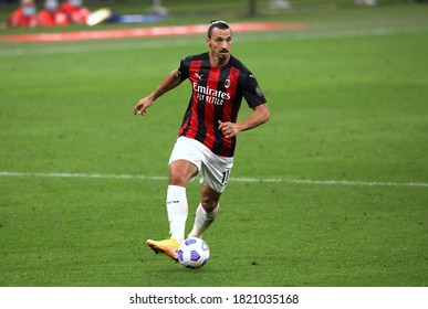 Milan, ITALY - September 21, 2020: 
Zlatan Ibrahimovic in action during the Serie A 2020/2021 MILAN v BOLOGNA at San Siro Stadium. 