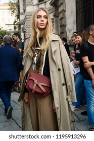 Milan, Italy - September 22, 2018: Street Style Outfits During Milan Fashion Week - - MFWSS19