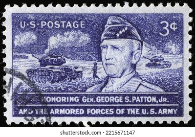 Milan, Italy - September 22, 2022: 
General George S. Patton On Old American Stamp