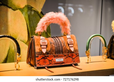 Milan, Italy - September 24, 2017:  Prada Bag In A Milan Store