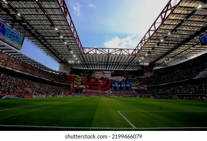 Milan, ITALY - September 3, 2022:
A General View Of The Inside Of The Stadium Prior To Kick Off Of The Serie A 2022-2023 MILAN V INTER At San Siro Stadium. 