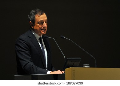 MILAN, ITALY - STEPTEMBER 27: Mario Draghi in Meeting organized by Bocconi University on Luigi Spaventa His life, his passions, his lectures ", Sept 27, 2013 in Milan, Italy. 