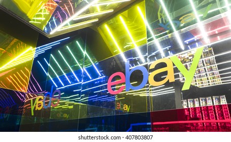 MILAN, ITALY-APRIL 14, 2016: Ebay lab space at the Fuori Salone of the International Design Week, Salone del Mobile, in Milan.