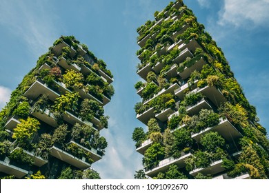 MILAN - ITALY/MAY 2018: Bosco Verticale, The Innovative Architecture Design