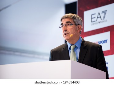 MILAN - MAY 15: CEO Of Euroleague Basketball Jordi Bertomeu Attends The Opening Press Conference Of The Turkish Airlines Euroleague Final Four At Piazza Duomo On May 15, 2014.