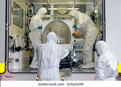 MILAN - NOVEMBER 12, 2014: Ebola Emergency Simulation In 