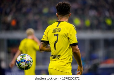 Milan - Oct 23, 2019: Jadon Sancho 7. FC Inter - Borussia Dortmund. Champions League. Stadio San Siro