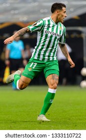 MILAN - OCT 25, 2018: Cristian Tello 11 Controls The Ball. AC Milan - Betis. UEFA Europe League. Giuseppe Meazza Stadium.