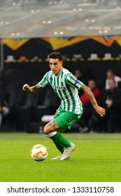 MILAN - OCT 25, 2018: Cristian Tello 11 Controls The Ball. AC Milan - Betis. UEFA Europe League. Giuseppe Meazza Stadium.