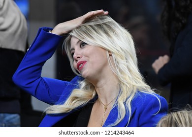 Milan, October 21, 2018: Wanda Nara During Football Match Serie A League 2019 Between INTER Vs MILAN At San Siro Stadium.