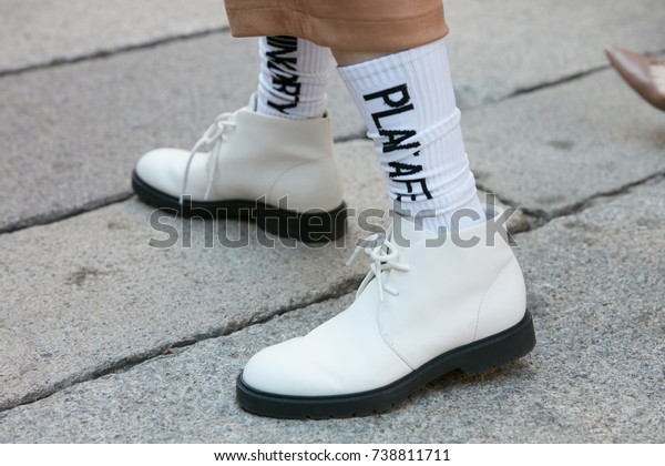 white shoes long socks