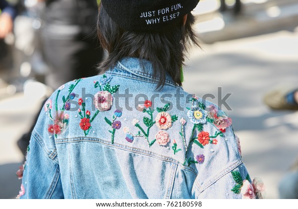 Milan September 22 Woman Blue Jeans Stock Photo Edit Now 762180598