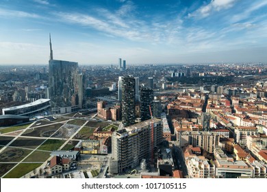 Milan Skyline And View Of Porta Nuova Business District In Italy