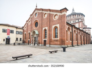 MILAN,ITALY - DECEMBER 10,2015: Church Holy Mary of Grace ( Santa Maria delle Grazie ) , Milan.In this cathedral is place the famous Da Vinci masterpiece, The Last Dinner of Jesus. 
