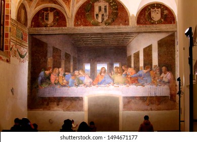 Milano, Italia - November 24, 2017 evocative image of the Last Supper by Leonardo da Vinci in the 
refectory of the Convent of Santa Maria delle Grazie, Patrimonio mondiale dell'UNESCO, detail