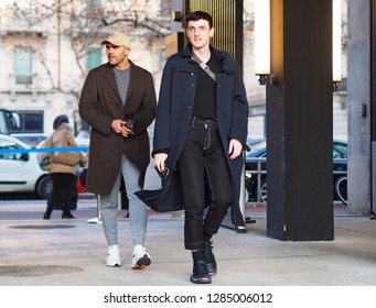 MILANO, Italy: 12 January 2019: Men Street Style Outfit Before Neil Barrett Fashion Show During Milano Fashion Week Man Fall/winter 2019/2020.