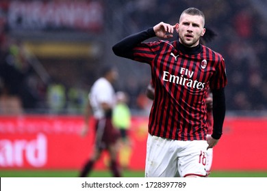 Milano, Italy. 17th February2020. Italian Serie A . Ac Milan Vs Torino Fc.  Ante Rebic  Of Ac Milan