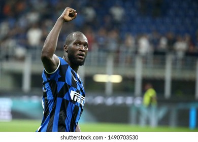 Milano, Italy. 26th August 2019. Italian Serie A. Fc Internazionale vs Us Lecce. Romelu Lukaku of FC Internazionale celebrate.