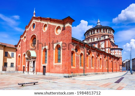 Milano, Italy. Church Santa Maria delle Grazie  in Milan, famous for hosting Leonardo da Vinci masterpiece 