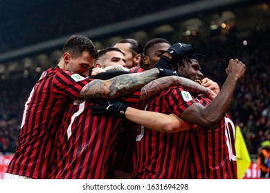 Milano, Italy, January 28 2020 Hakan Calhanoglu (milan) Happiness Goal During AC Milan Vs Torino Italian TIM Cup Championship 