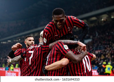 Milano, Italy, January 28 2020 Hakan Calhanoglu (milan) Happiness Goal During AC Milan Vs Torino Italian TIM Cup Championship 