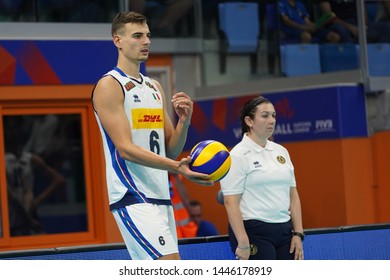 MILANO, ITALY - JUNE 22, 2019: Volleyball Nations League, Italy Vs Argentina, Italian Player Giannelli