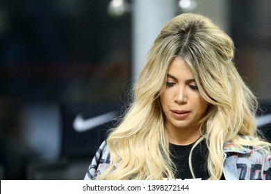 Milano, Italy - May 13, 2019. Italian Serie A. Fc Internazionale Vs Ac Chievo Verona.   Wanda Nara Wife Of Mauro Icardi Of FC Internazionale  .