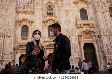 MILANO,ITALY- FEBRUARY 22, 2020: Coronavirus In Italy. Panic And Protection Against Viruses In Milan