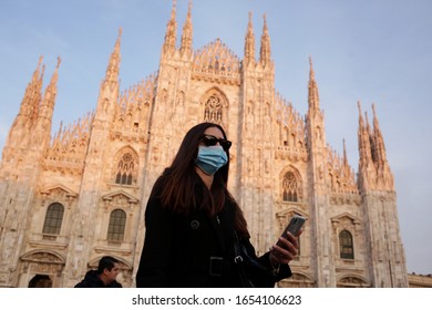 MILANO,ITALY- FEBRUARY 22, 2020: Coronavirus In Italy. Panic And Protection Against Viruses In Milan