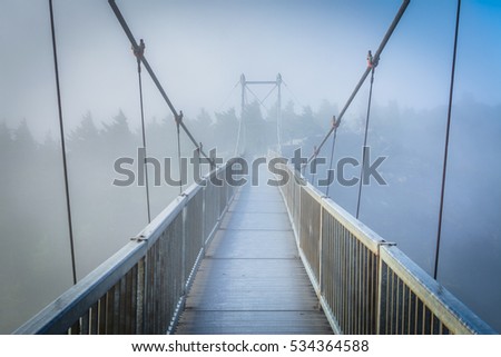 Mile High Swinging Bridge Fog Grandfather Stock Photo Edit