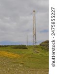 Mile indicator posts in Durlston Country Park near Swanage, Dorset, UK.