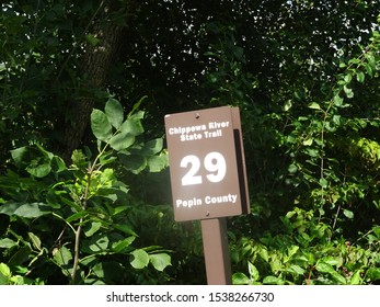 Mile Marker On The Chippewa River State Trail In Pepin County