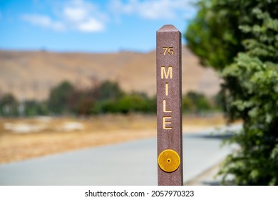 Mile Marker On A Hiking Trail, Fremont Central Park	